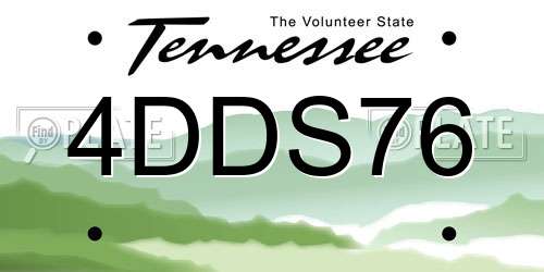 4DDS76 Tennessee License Plate