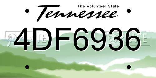 4DF6936 Tennessee License Plate