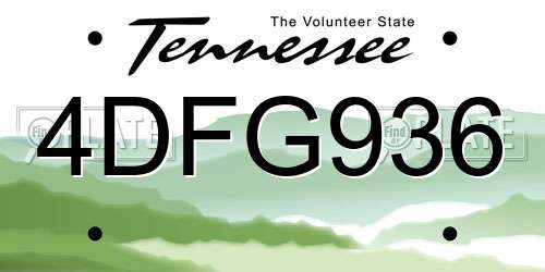 4DFG936 Tennessee License Plate