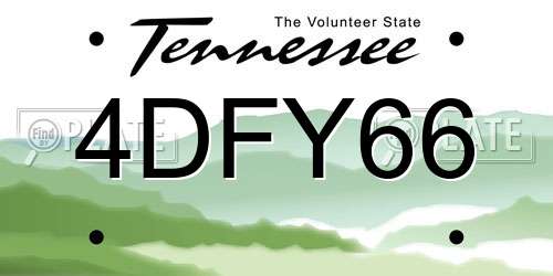4DFY66 Tennessee License Plate