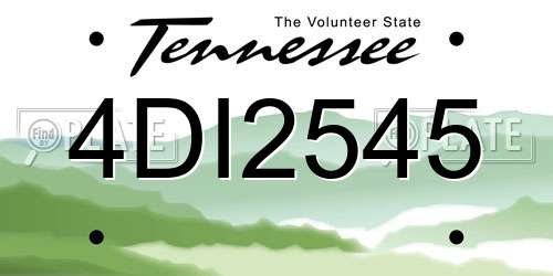 4DI2545 Tennessee License Plate