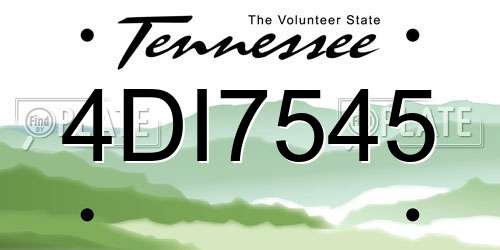 4DI7545 Tennessee License Plate