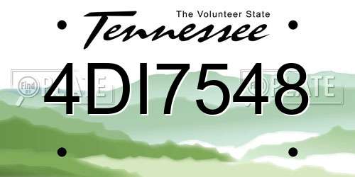 4DI7548 Tennessee License Plate