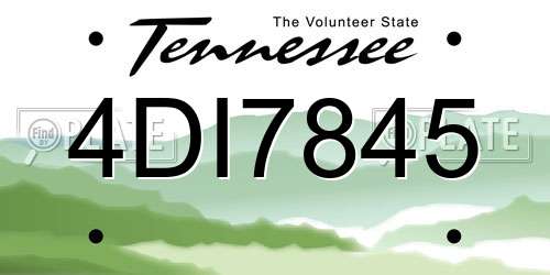 4DI7845 Tennessee License Plate