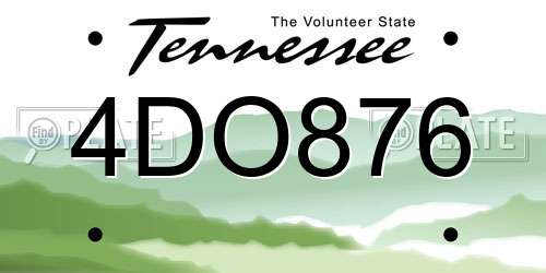 4DO876 Tennessee License Plate