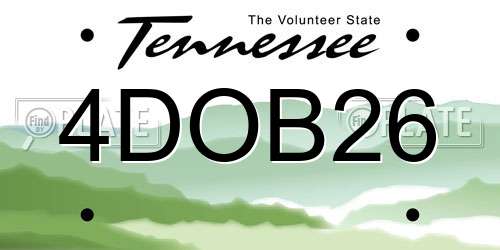 4DOB26 Tennessee License Plate