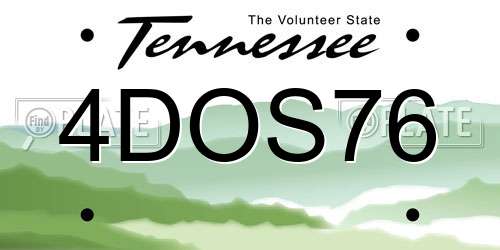 4DOS76 Tennessee License Plate