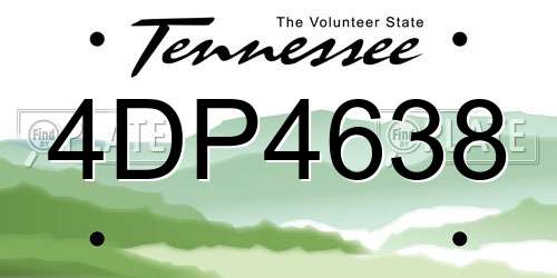 4DP4638 Tennessee License Plate