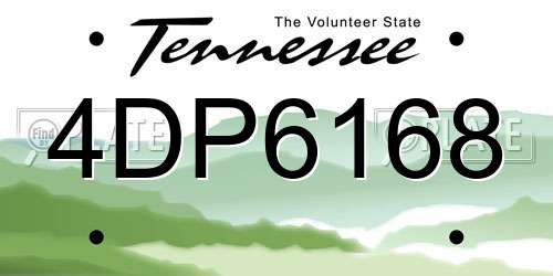 4DP6168 Tennessee License Plate
