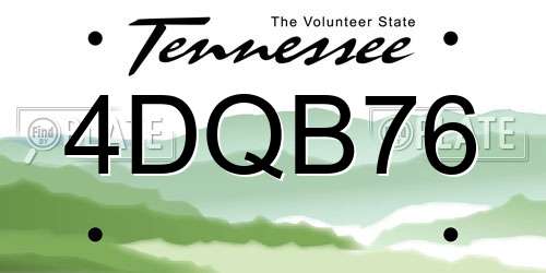 4DQB76 Tennessee License Plate