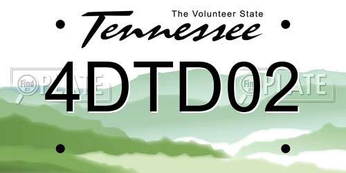 4DTD02 Tennessee License Plate