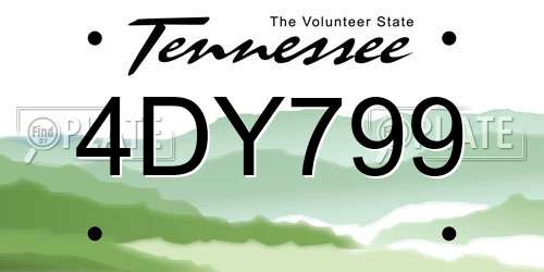 4DY799 Tennessee License Plate
