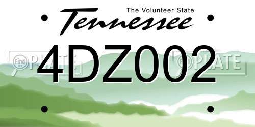 4DZ002 Tennessee License Plate