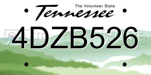 4DZB526 Tennessee License Plate