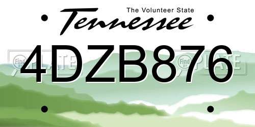 4DZB876 Tennessee License Plate