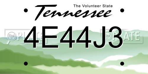 4E44J3 Tennessee License Plate