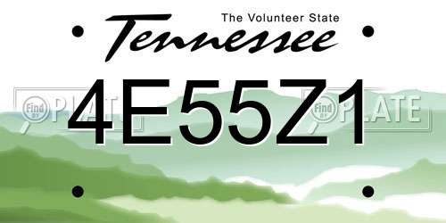 4E55Z1 Tennessee License Plate