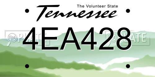 4EA428 Tennessee License Plate