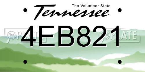 4EB821 Tennessee License Plate
