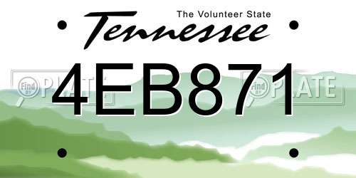 4EB871 Tennessee License Plate
