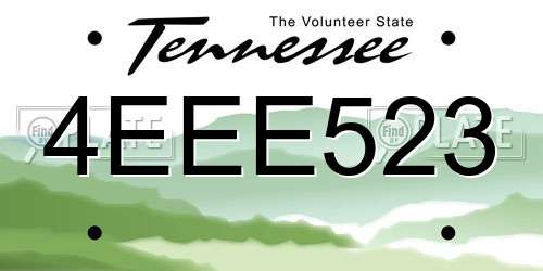 4EEE523 Tennessee License Plate