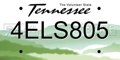 4ELS805 Tennessee License Plate