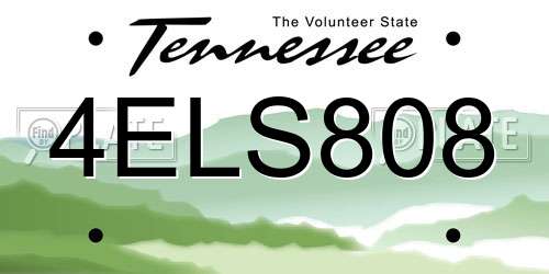 4ELS808 Tennessee License Plate