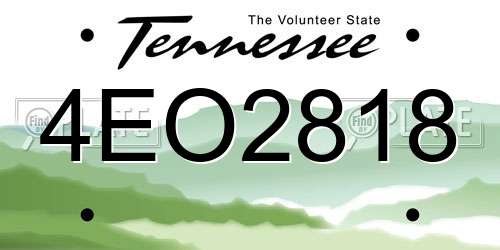 4EO2818 Tennessee License Plate