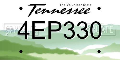 4EP330 Tennessee License Plate