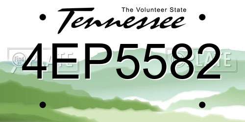 4EP5582 Tennessee License Plate