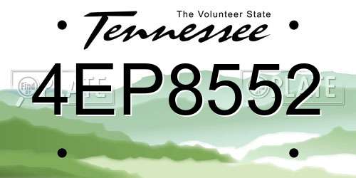 4EP8552 Tennessee License Plate