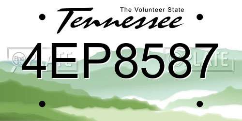 4EP8587 Tennessee License Plate