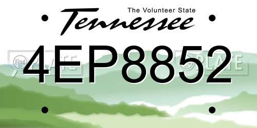 4EP8852 Tennessee License Plate