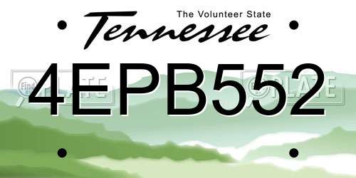 4EPB552 Tennessee License Plate