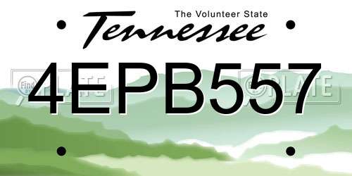 4EPB557 Tennessee License Plate