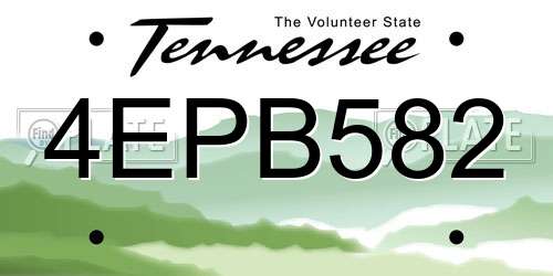 4EPB582 Tennessee License Plate