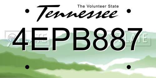 4EPB887 Tennessee License Plate