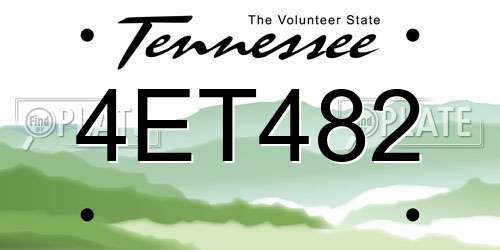 4ET482 Tennessee License Plate