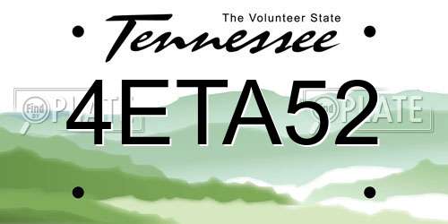 4ETA52 Tennessee License Plate