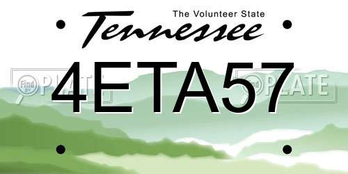 4ETA57 Tennessee License Plate