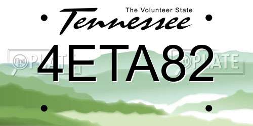 4ETA82 Tennessee License Plate