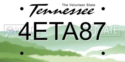 4ETA87 Tennessee License Plate