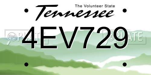 4EV729 Tennessee License Plate