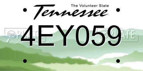 4EY059 Tennessee License Plate