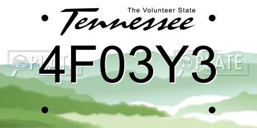 4F03Y3 Tennessee License Plate