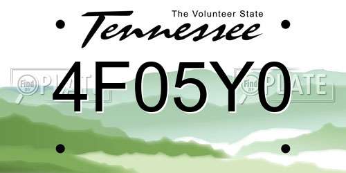 4F05Y0 Tennessee License Plate