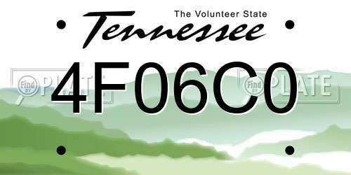 4F06C0 Tennessee License Plate