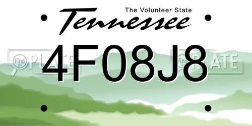 4F08J8 Tennessee License Plate