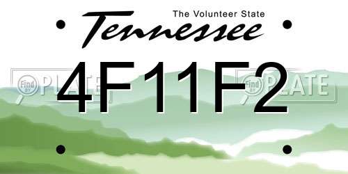 4F11F2 Tennessee License Plate