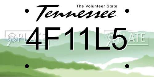 4F11L5 Tennessee License Plate